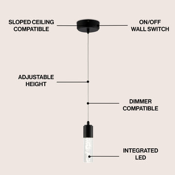 Bolha 4.75" Bubble Acrylic/Iron Modern Minimalist Integrated LED Pendant